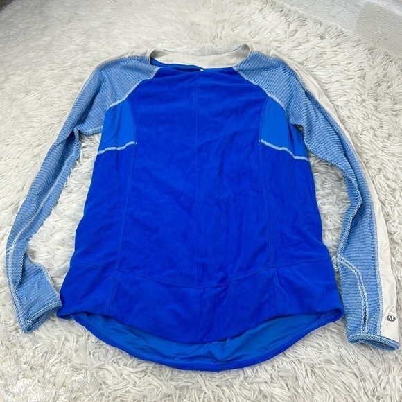 Lululemon Run: Bold In The Cold Long Sleeve Beaming Blue / Polar Cream - Picture 1 of 6